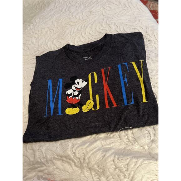Disney Store Mickey Mouse T-Shirt Size Petite Small Gray Graphic T-Shirt Unisex - Picture 1 of 2